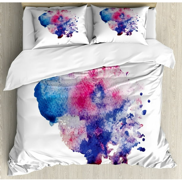 Brushstrokes Watercolors Print Kids Quilted Bedspread /& Pillow Shams Set
